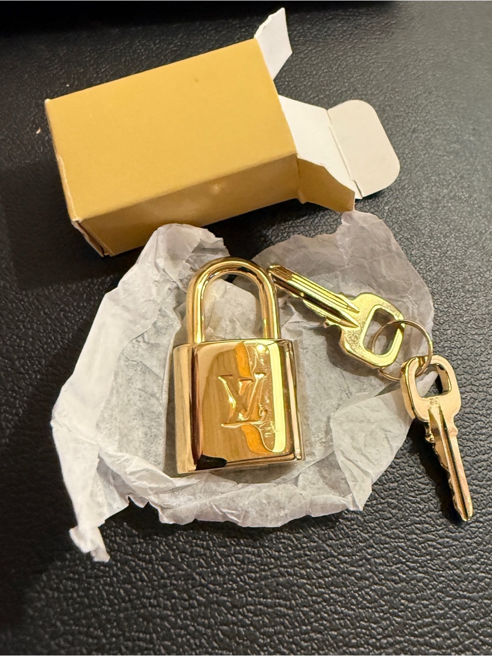 #315 Louis Vuitton Gold Tone Padlock with 2 Keys – Brand New, Never Used - Picture 2 of 3